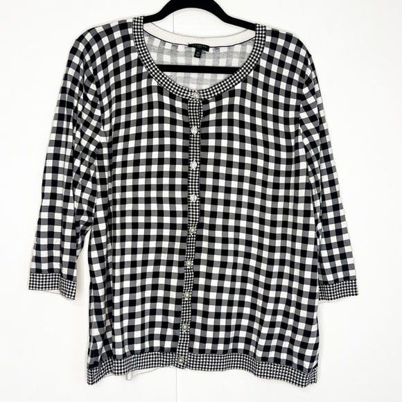 Talbots Gingham Cardigan Sweater Set - Picture 2 of 10